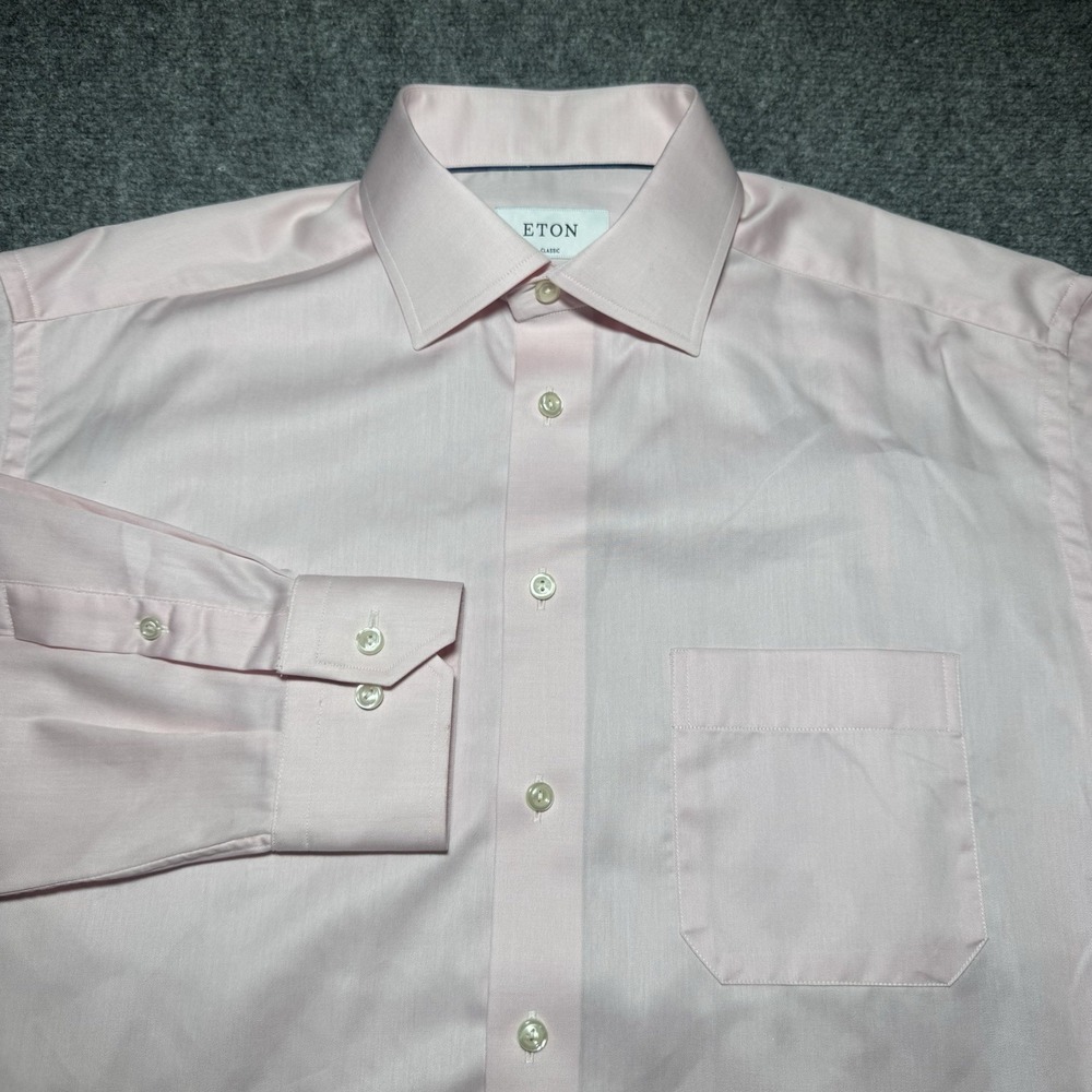 ETON Classic Dress Shirt Men 16 | 41 Pink 100% Cotton Signature Twill Button Up